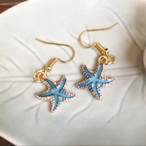 (NWT) Gold Turquoise Star Fish Earrings